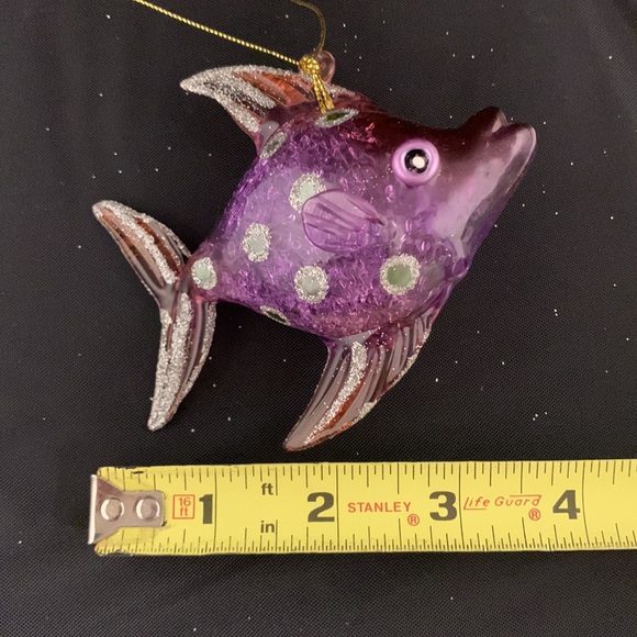 🎄Set Of 5 Hand Blown Glass Fish Christmas Ornaments - Picture 12 of 16